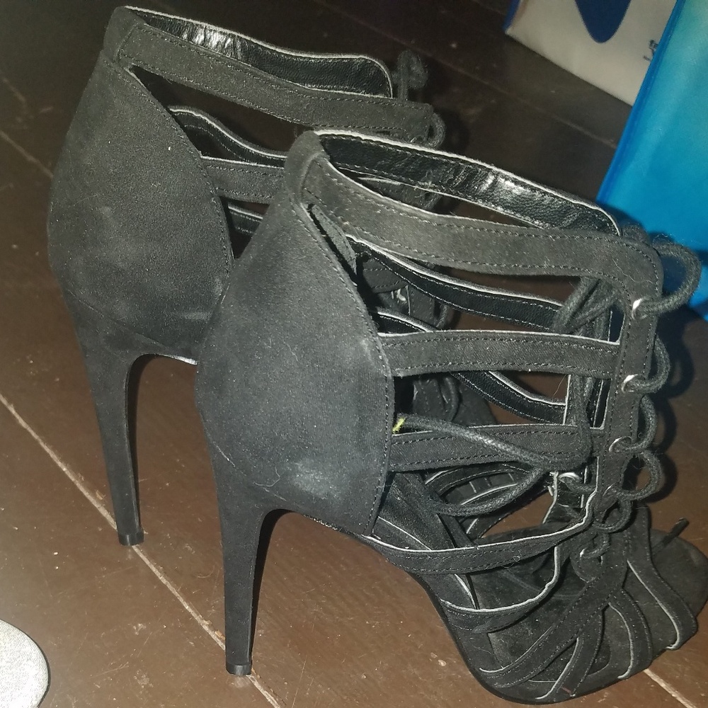 Black lace up heels